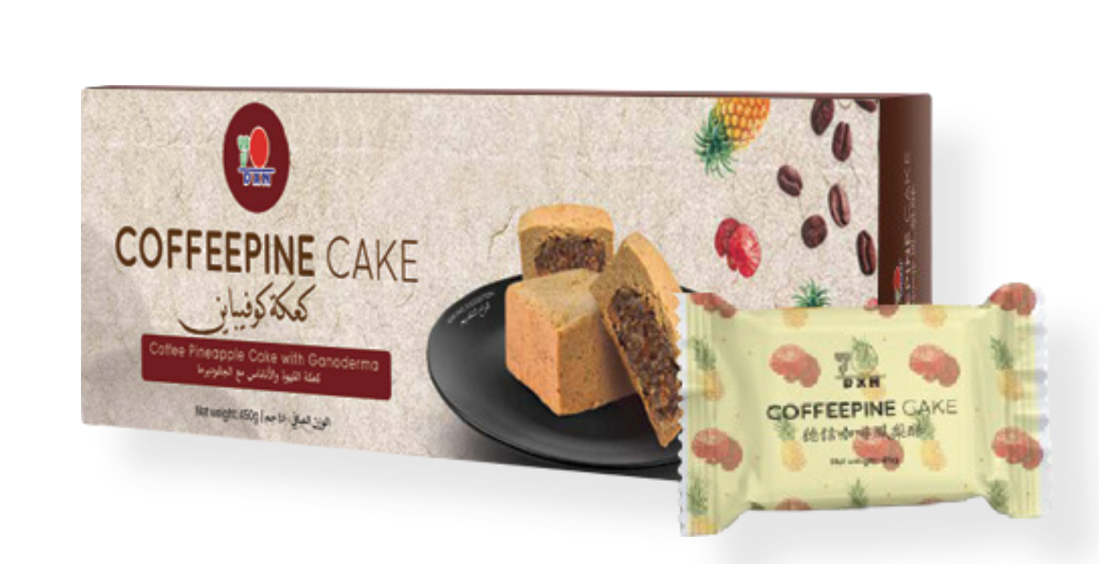 🍰 كيك قهوة الأناناس – DXN Coffeepine Cake ✅ الفوائد الرئيسية وجبة خفيفة لذيذة ومشبعة مزيج مبتكر بين القهوة والأناناس مثالي للتقديم مع المشروبات الساخنة مناسب لكل أفراد العائلة